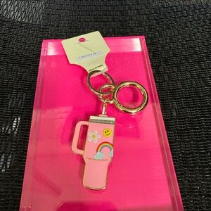 Pink Tumbler Keychain Accessory